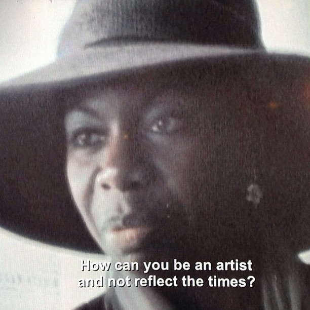 Nina Simone in a hat with the caption "How can you be an artist and not reflect the times?"
